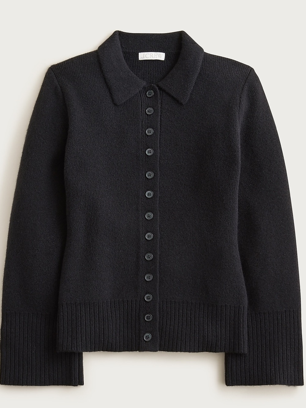 J. Crew Milano-stitch cinched-waist black cardigan